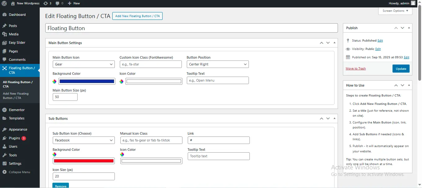 Floating Button Admin